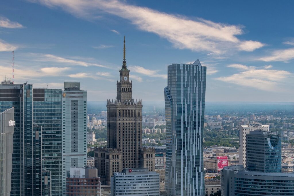 city, architecture, buildings, skyscrapers, offices, towers, sky, clouds, nature, warsaw, pkin, poland, warsaw, warsaw, warsaw, warsaw, warsaw